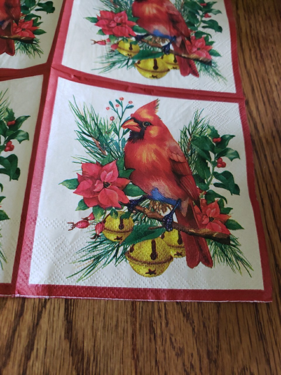 Christmas Napkins 20 Cocktail Napkins Red Cardinal Winter Bird 5″ x 5″ New