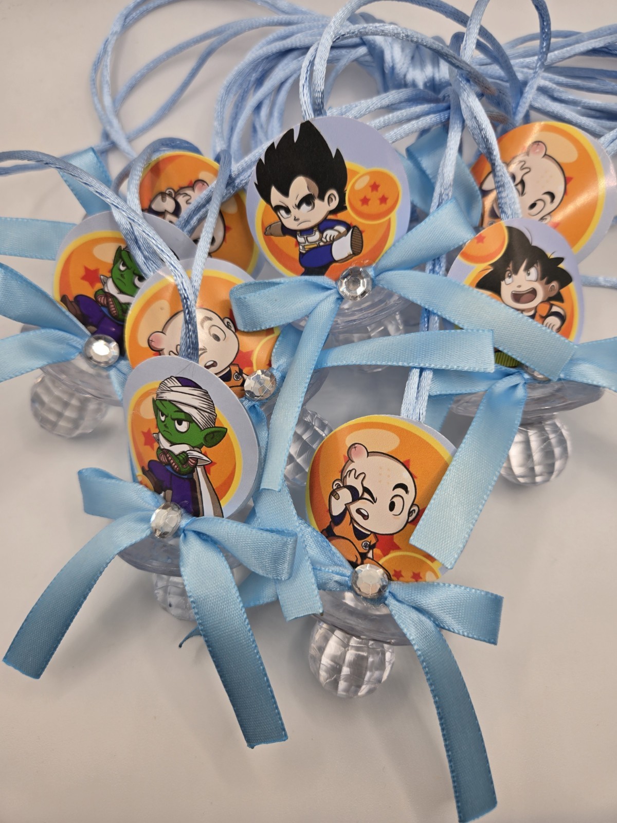 12 Dragon Ball Z Theme Baby Shower Pacifiers Guest Favor Necklaces GAMES