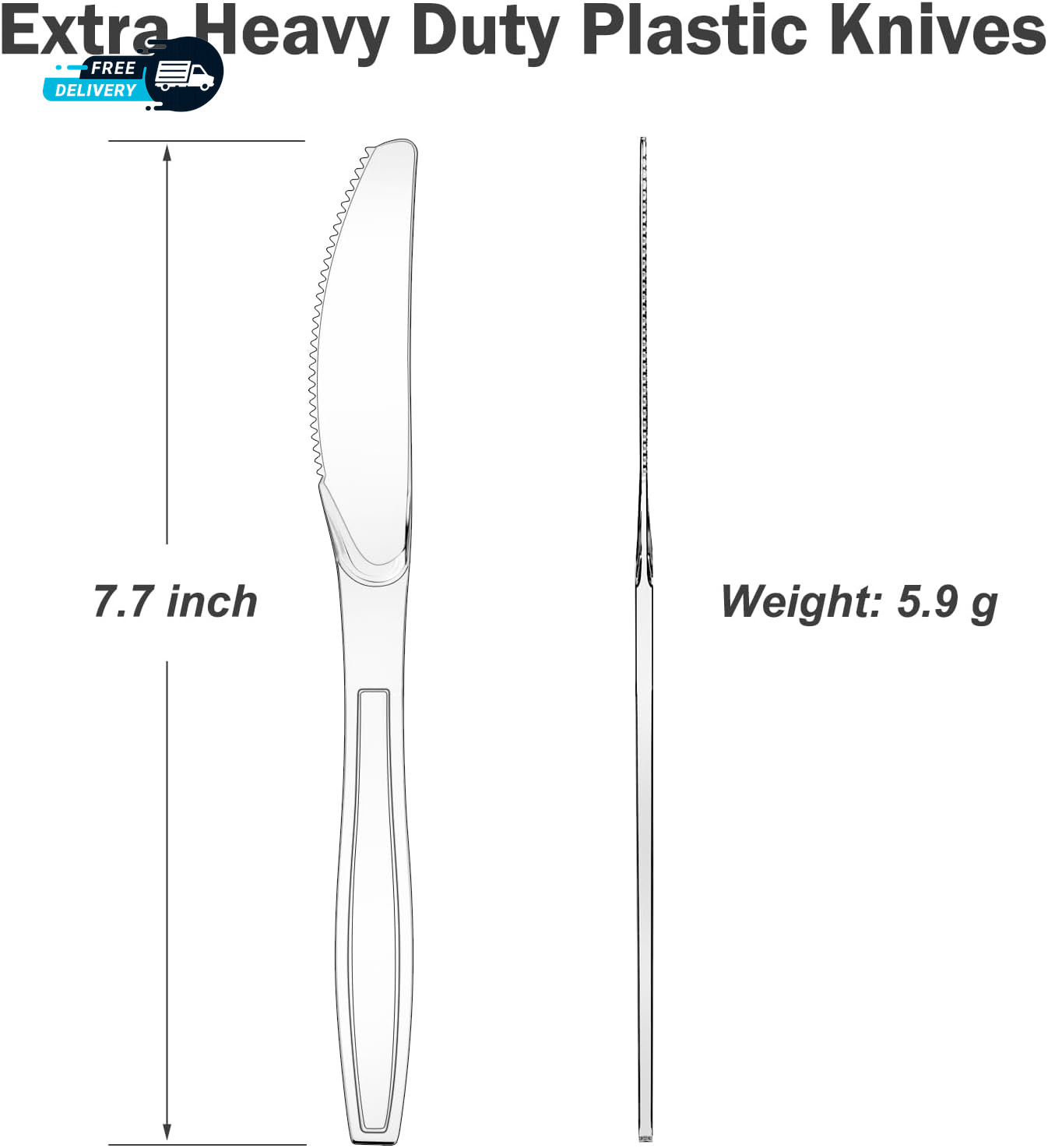 100 Count Extra Heavy Duty Clear Plastic Knives Disposable Bpa Free