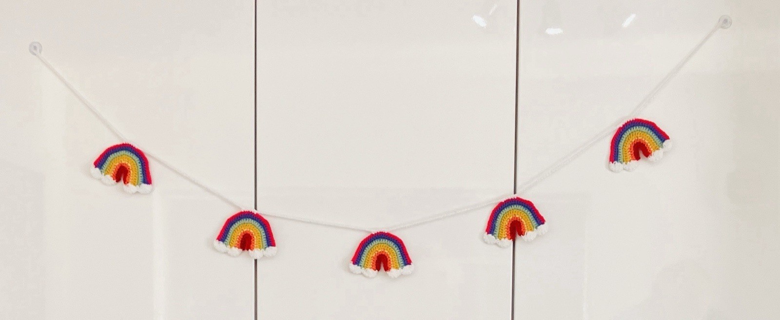 🌈 NEW Hand Crochet Rainbows Bunting Window Camper BIRTHDAY Gift 50 inches