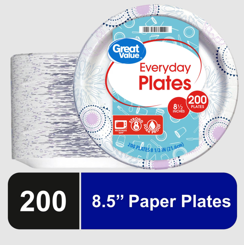 Everyday Disposable Paper Plates, 8.5″, 200 Count