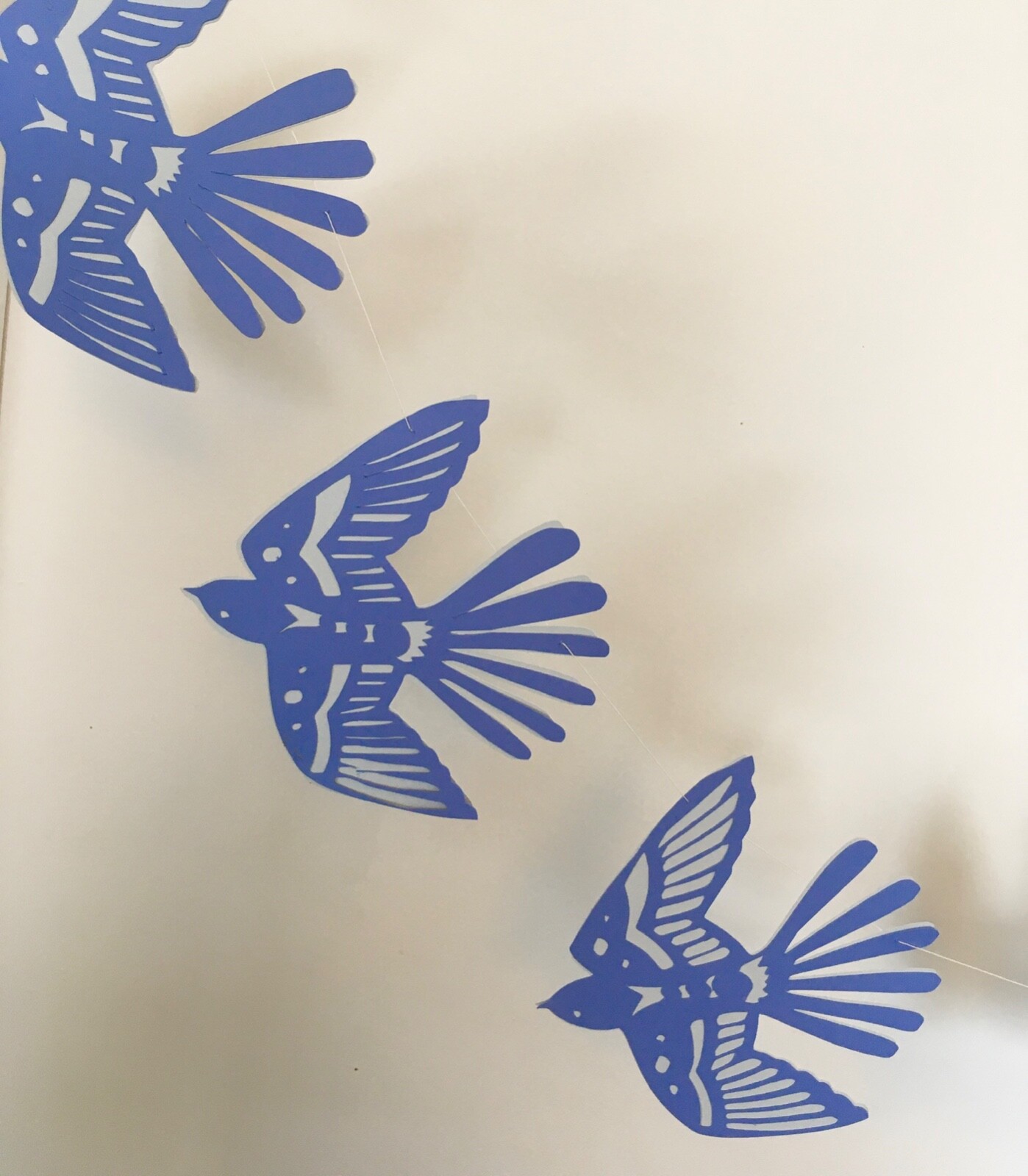 swallow garland, paper birds bunting, blue bird garland, bird hanging decoration