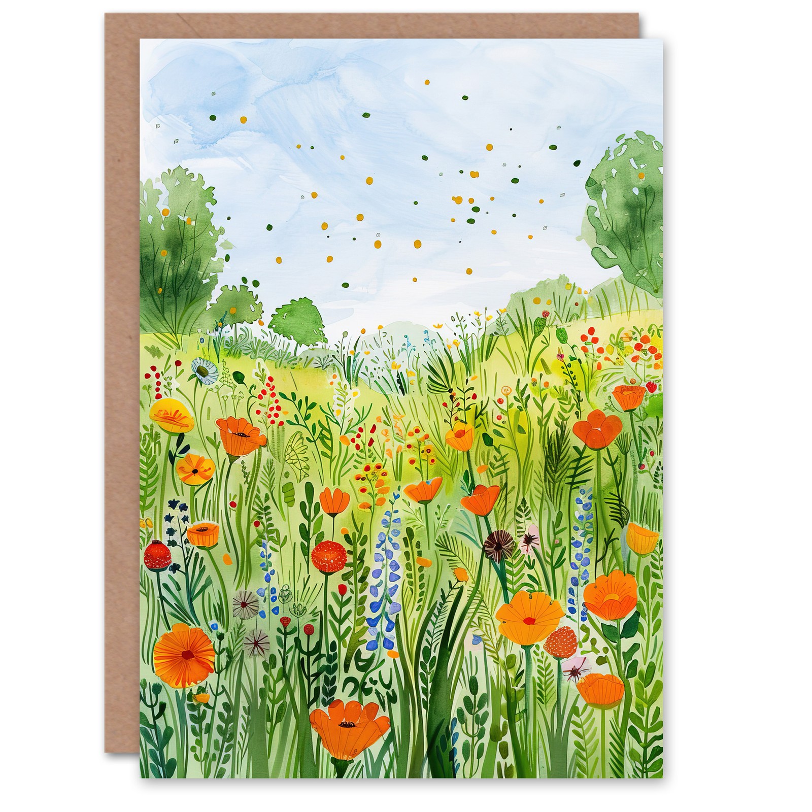 Greeting Card California Poppy Reserve Summer Flower Meadow Birthday