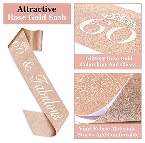 60th Birthday Decorations Women, Including 60th Birthday Crown/Tiara, Sash,