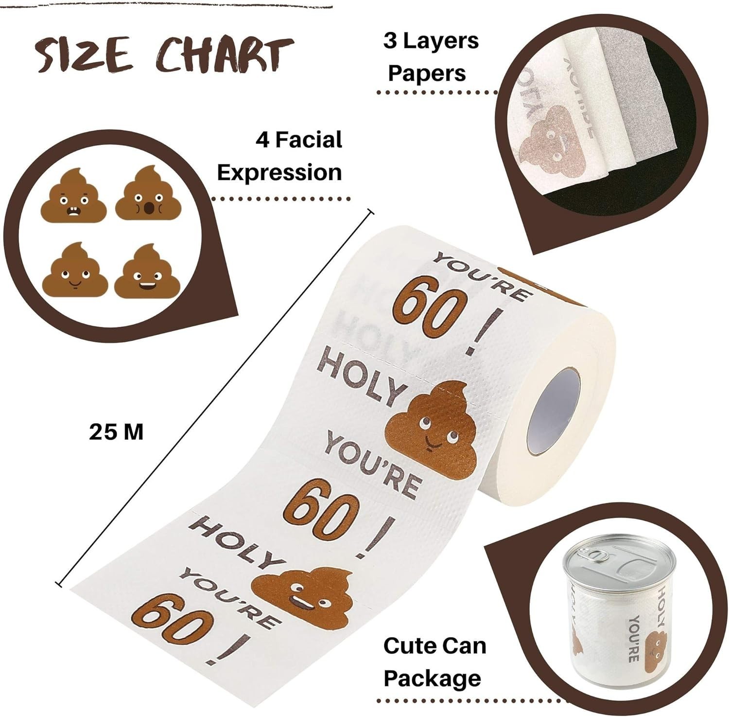 3-Ply Funny Toilet Paper Roll for 60th Birthday – Laughter and Fun Guaranteed