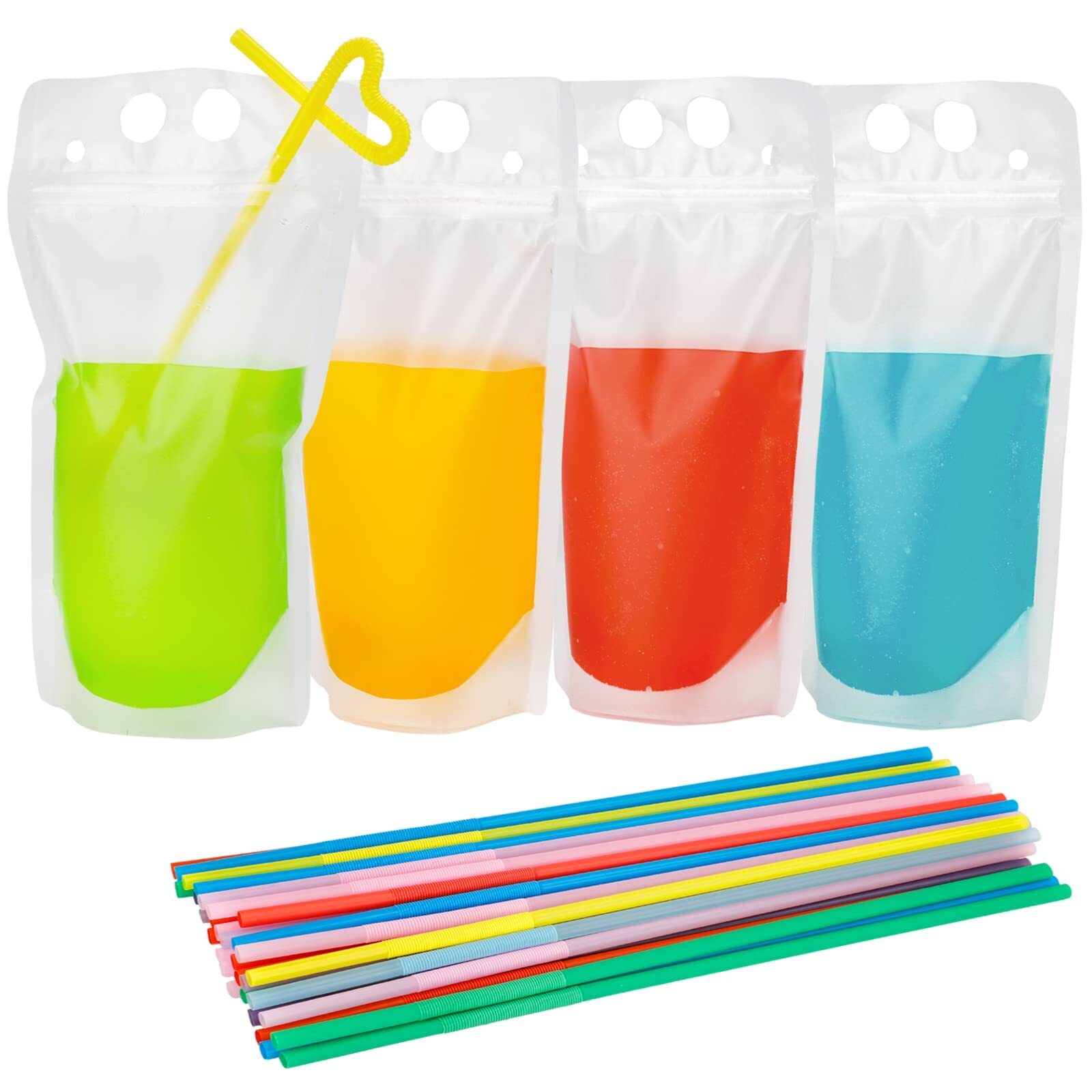 200pcs Drink Pouches Drink Pouches With 200 Straws Juice Pouches Smoothie Pouche