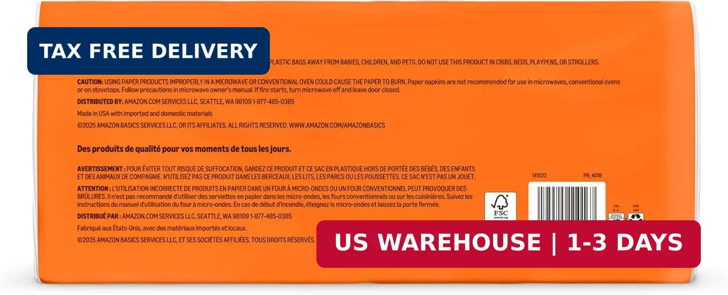 Amazon Basics Everyday Paper Napkins, 400 Count