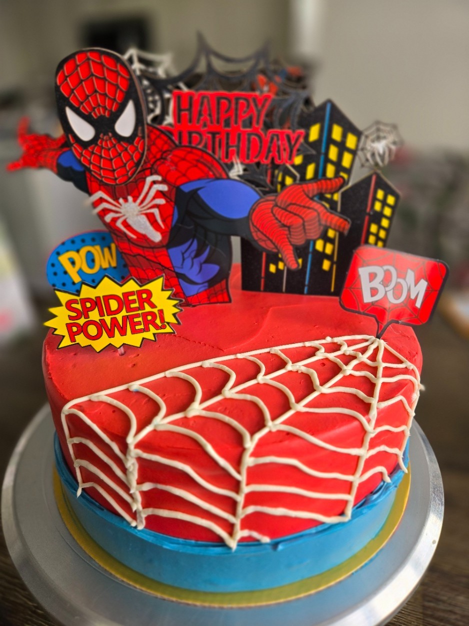 Spiderman Theme Birthday Cake Topper – Happy Birthday Superhero Party Decoration