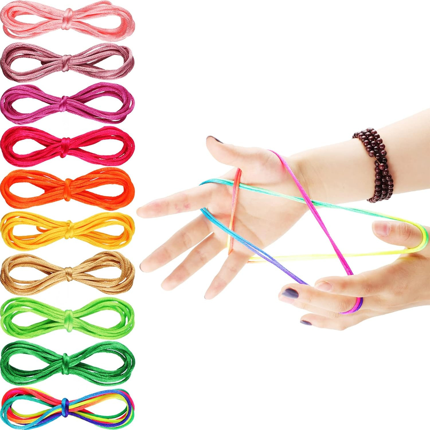 Poen 10 Pcs Cats Cradle String Game, 65 In, 10 Colors, for Kids Girls | Finger S
