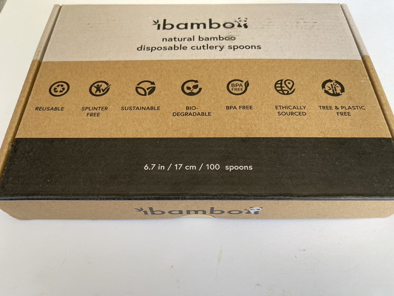 ibambo natural bamboo spoons reusable 100 count New box wood party picnic Art