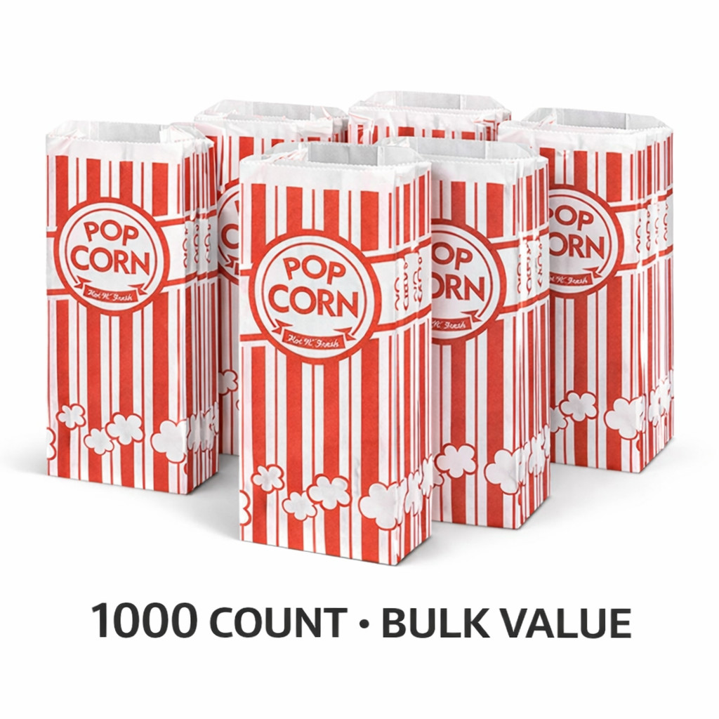 Carnival King #4 Popcorn Bags Kraft Paper 1.1oz Concession 3.75×1.75×9.5 1000