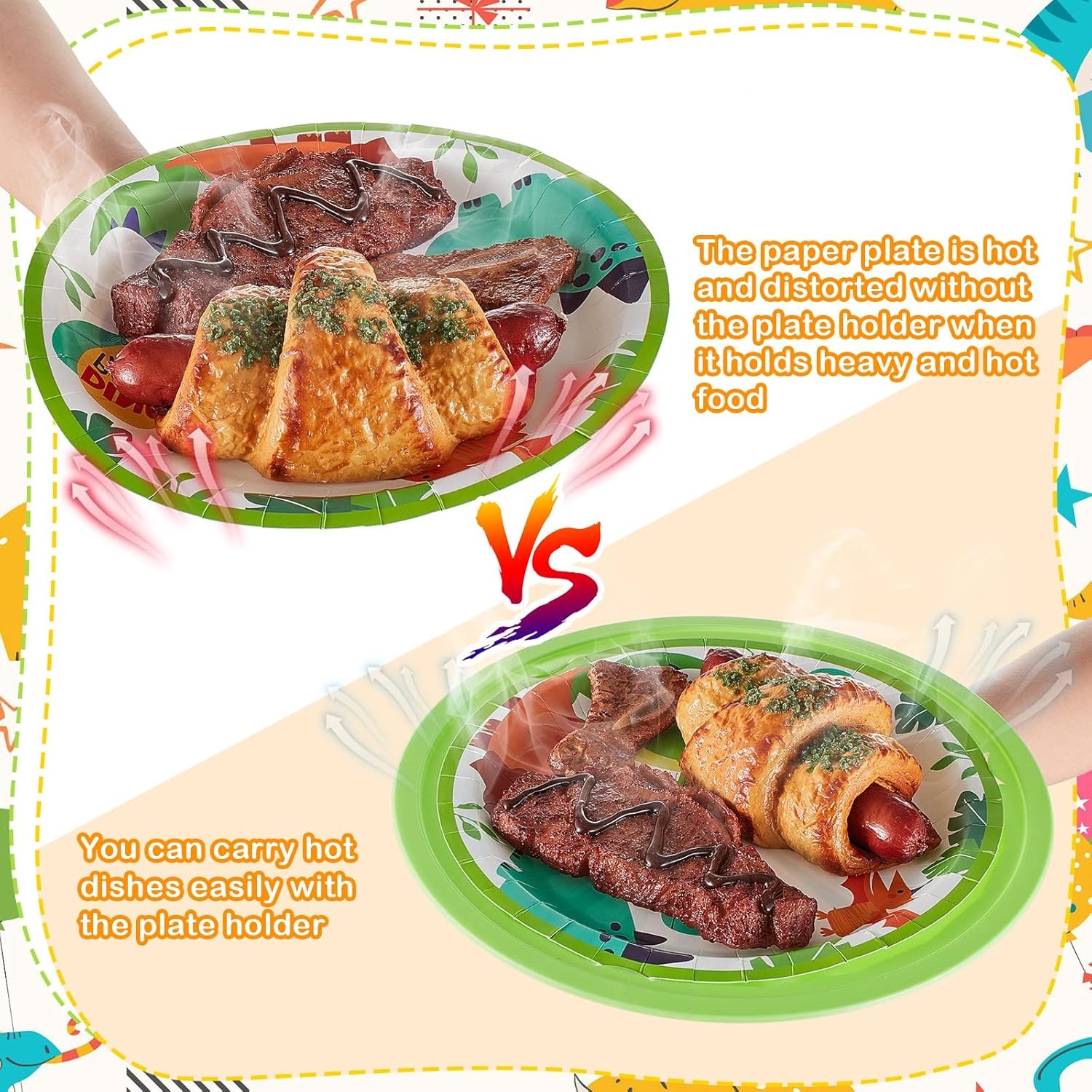 12 Pcs Reusable Plastic Paper Plate Holders 10 Inch Heavy Duty Plastic Paper