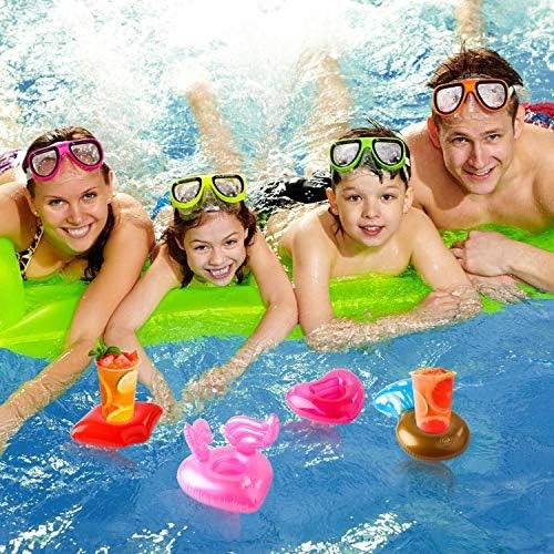 12Pack Inflatable Pool Drink Holder Floating Coasters Multi Shape Wedding