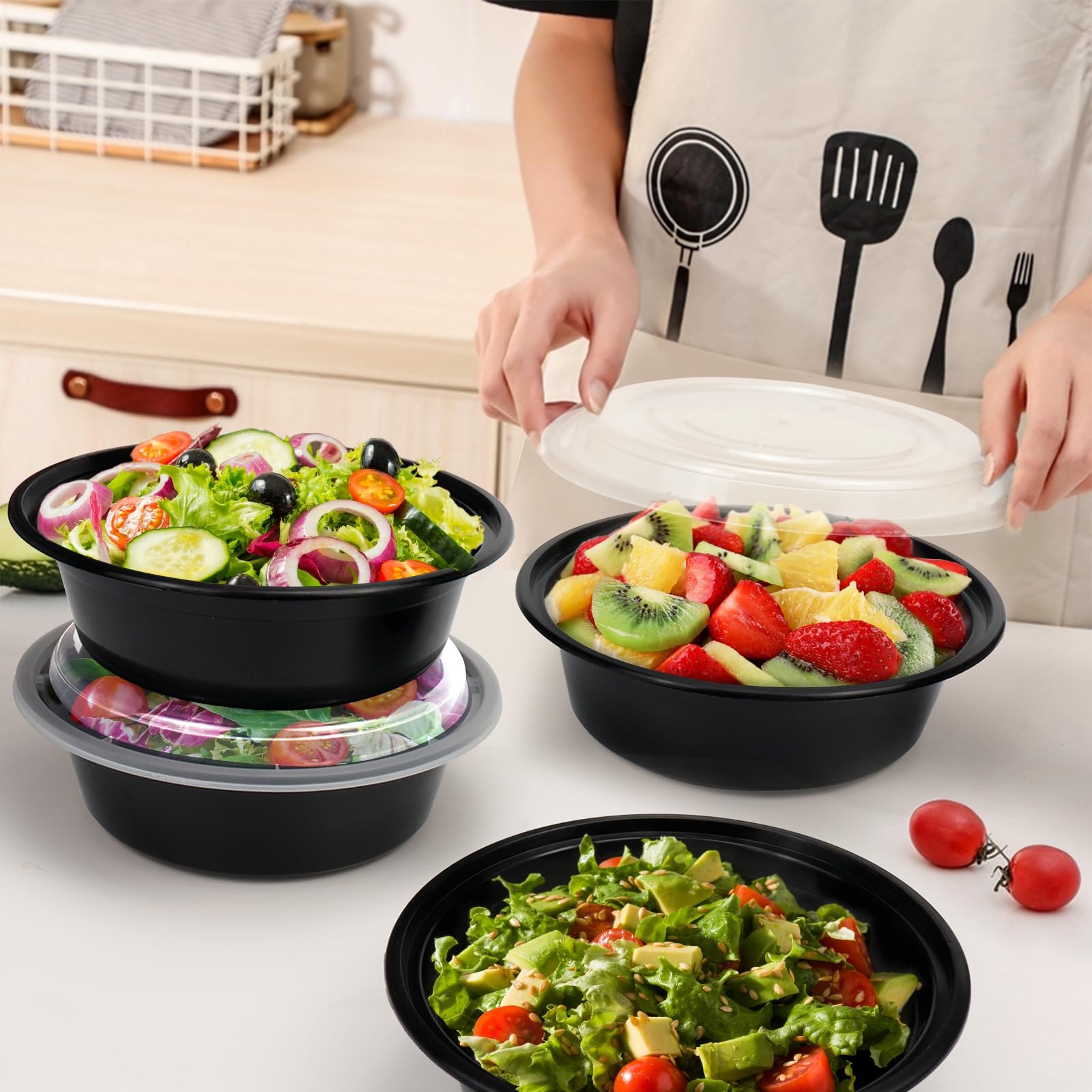 Meal Prep Containers Reusable 32oz – Meal Prep Bowls with Lids 50 Pack, Round Fo