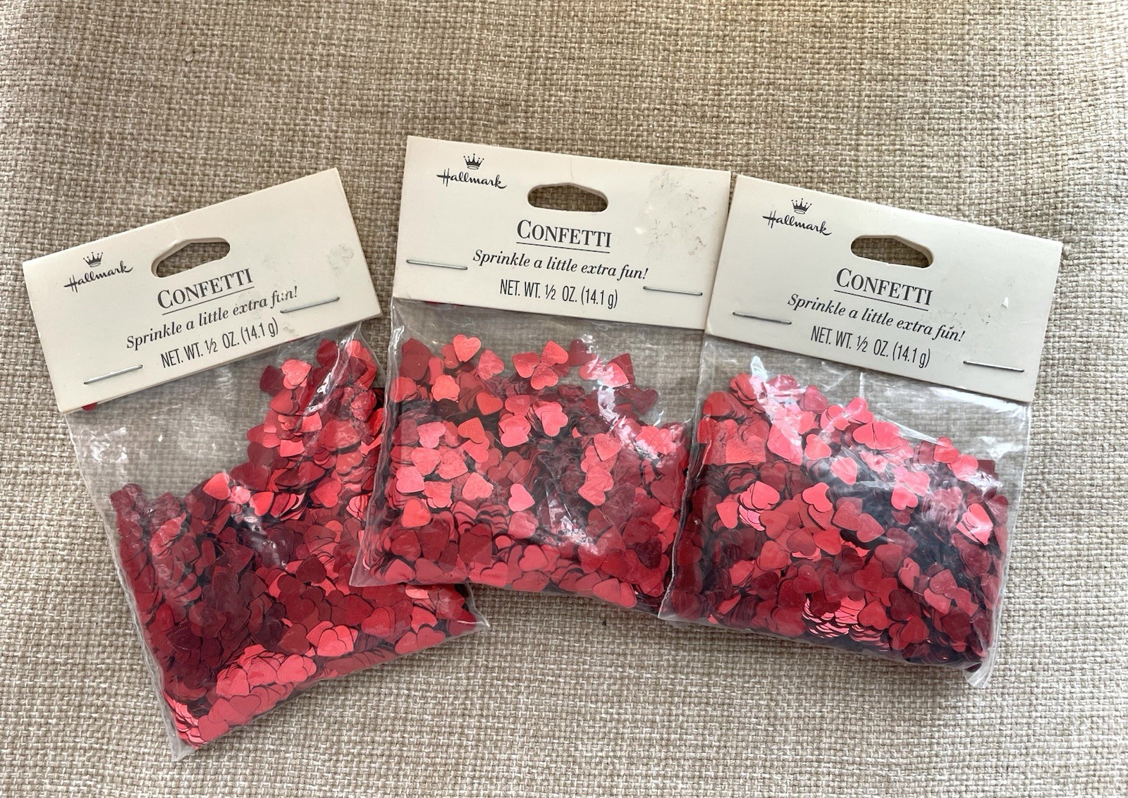 Hallmark Brand, Brand New, Red Sparkle Hearts Metallic Confetti 1 1/2 oz’s