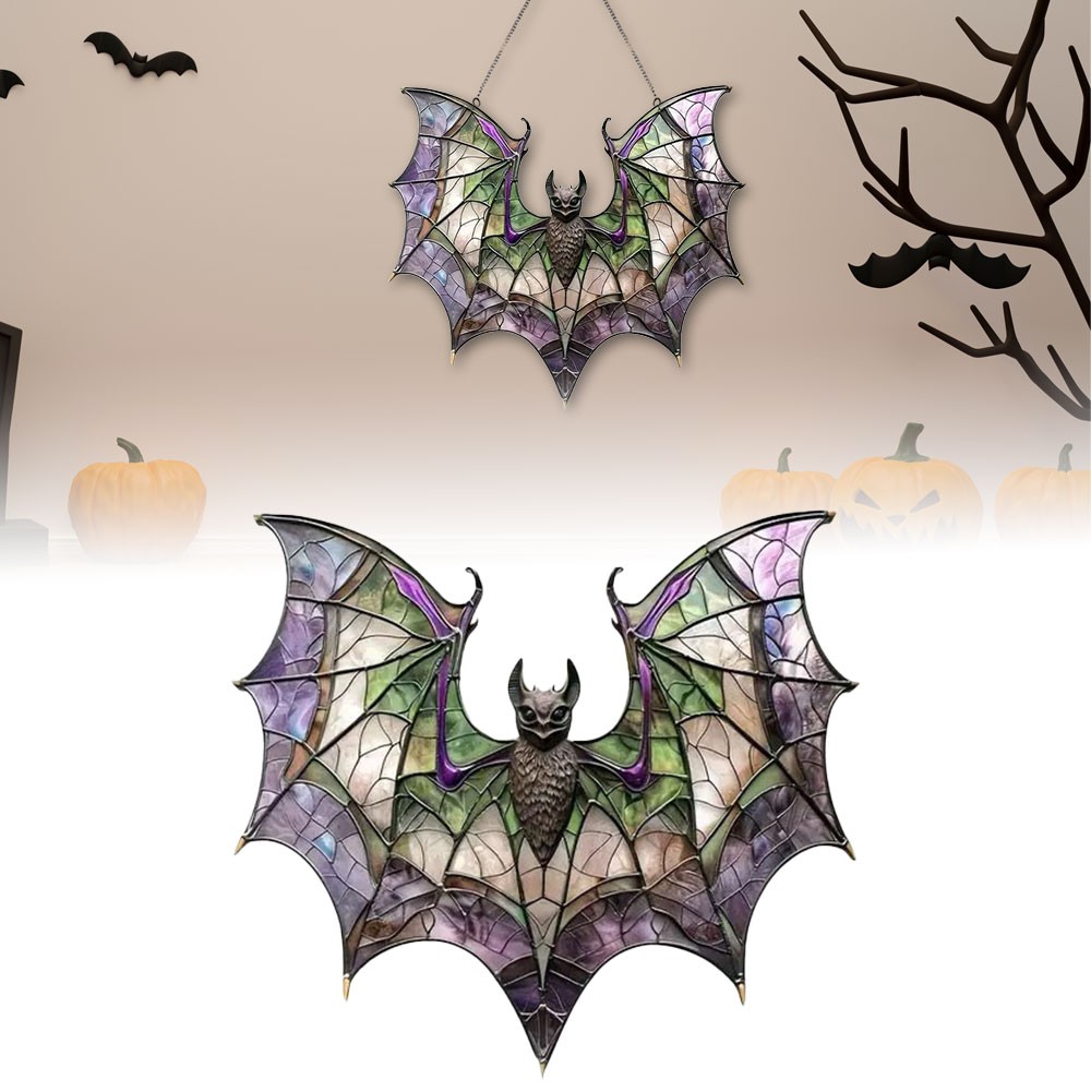 Contemporary Acrylic Bat Suncatcher Halloween Decor Home Wall Art Wreath GN