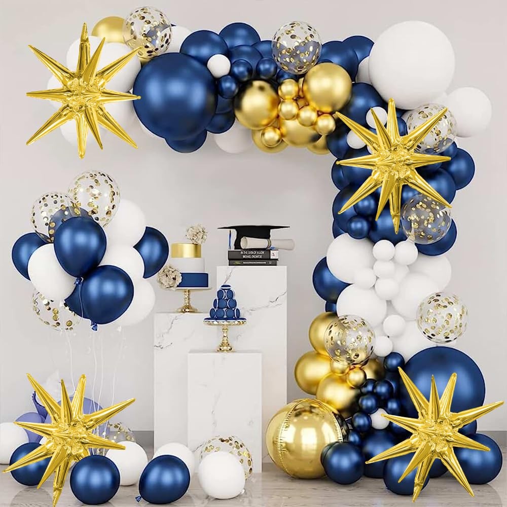 Star Balloons 6pcs Foil Mylar Starburst Balloons Cone Spike Balloon 22 Gold