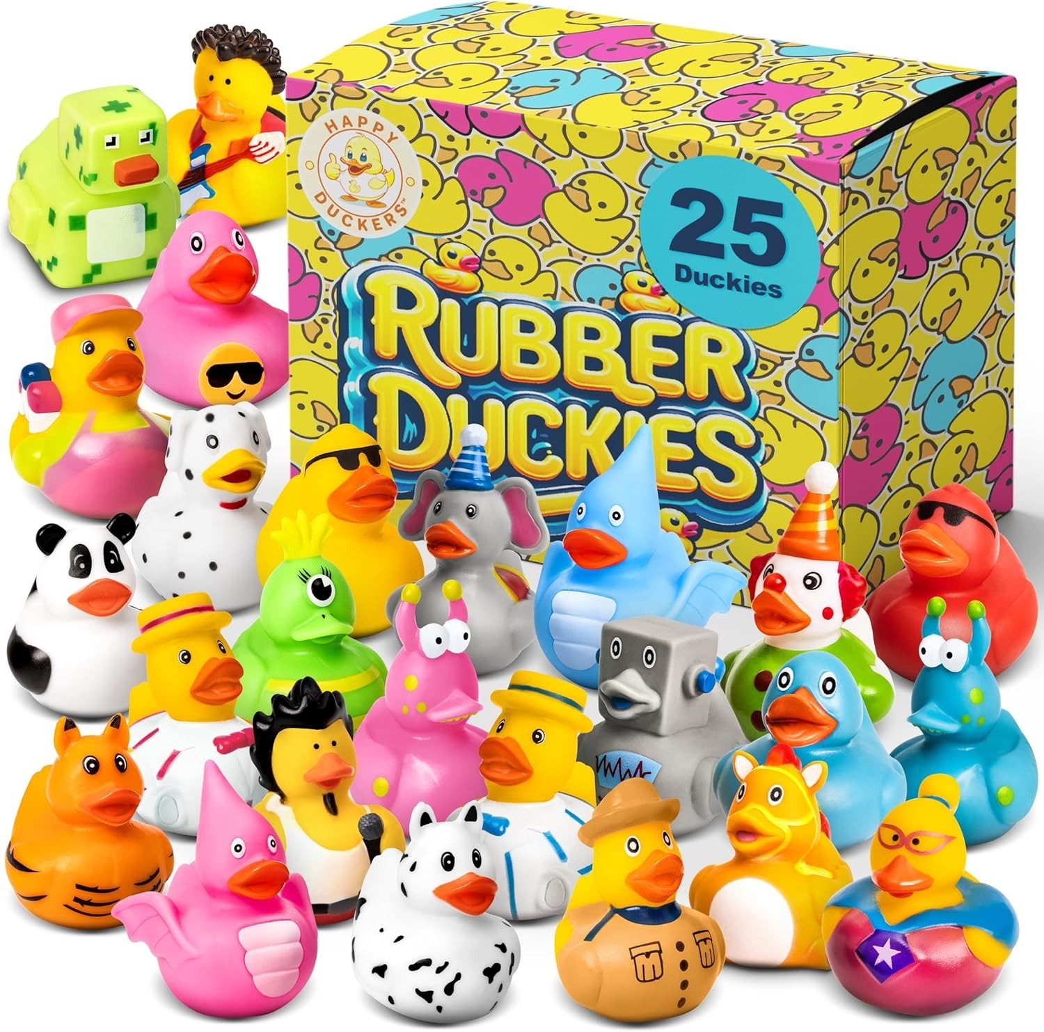 25 PCS Jeep Rubber Ducks in Bulk Assorted Duckies for Ducking Cruise Ducks