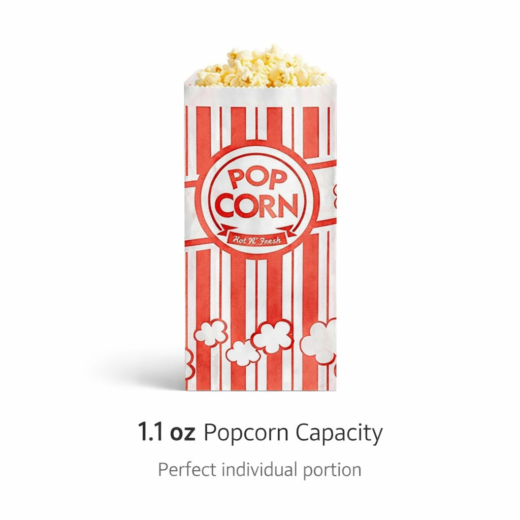 Carnival King #4 Popcorn Bags Kraft Paper 1.1oz Concession 3.75×1.75×9.5 1000