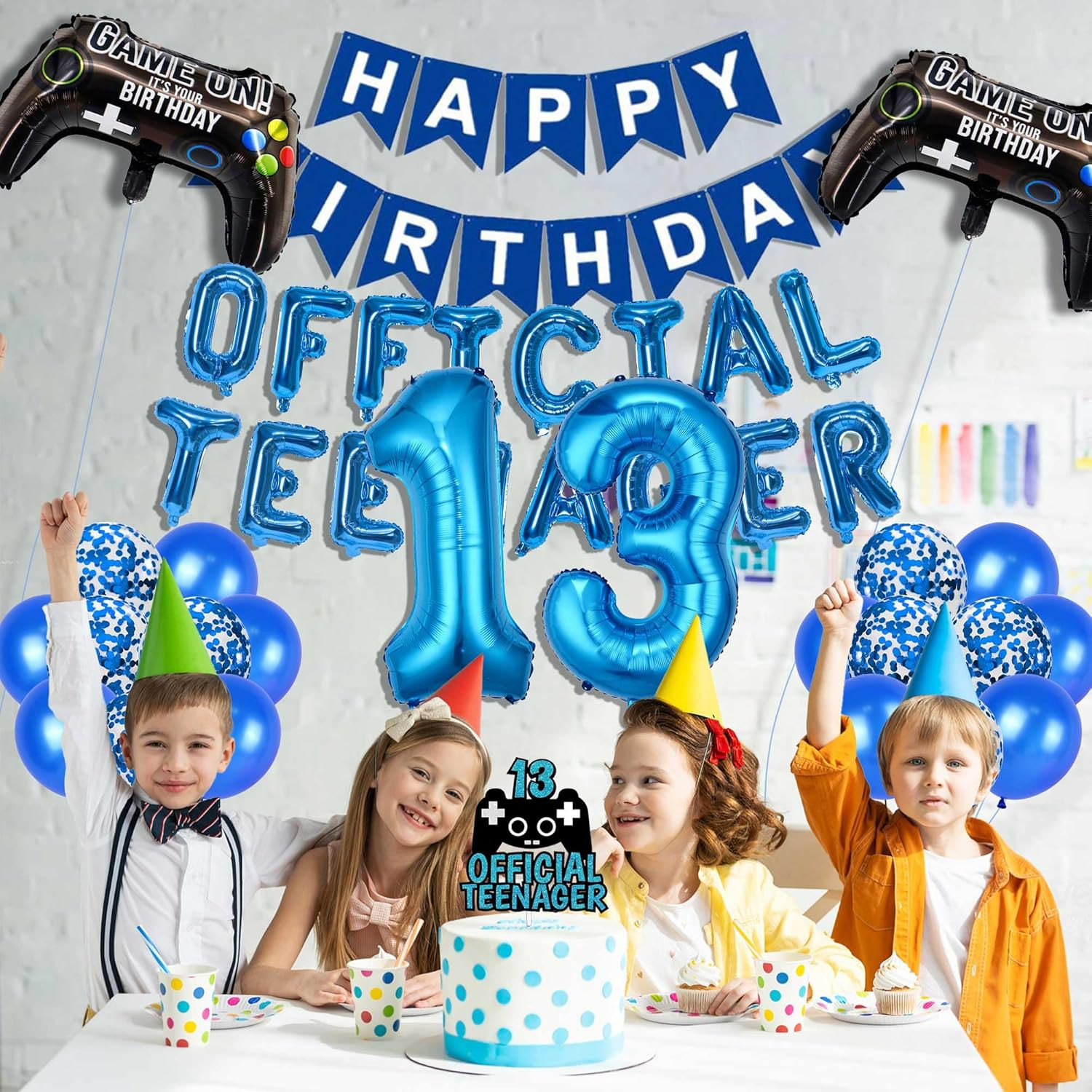 13Th Birthday Decorations Boy Blue – 40 Pcs Official Teenager Balloons, Happy Bi