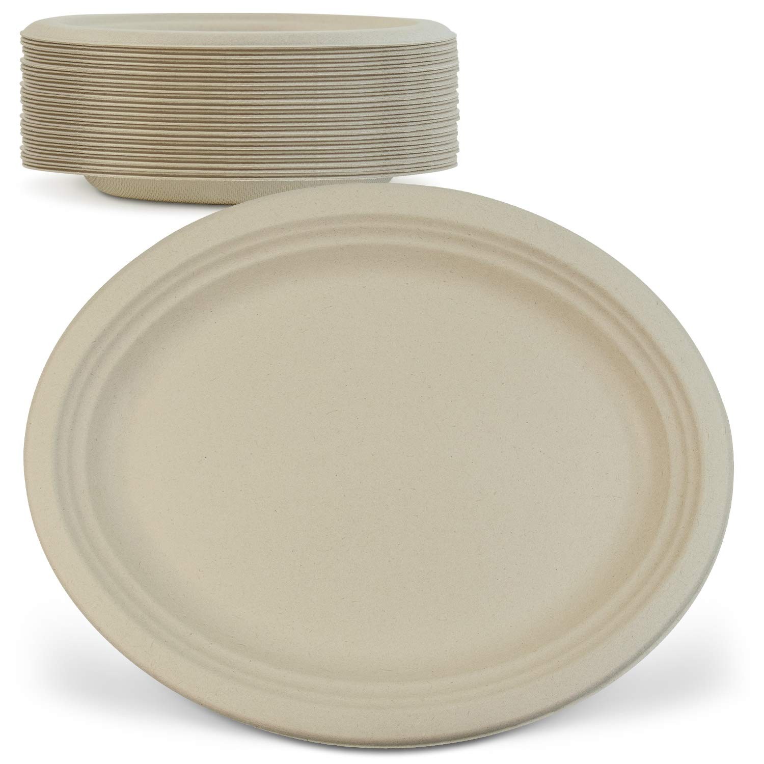 125 Count 12 In Fiber Disposable Plates Takeout Party Catering Natural
