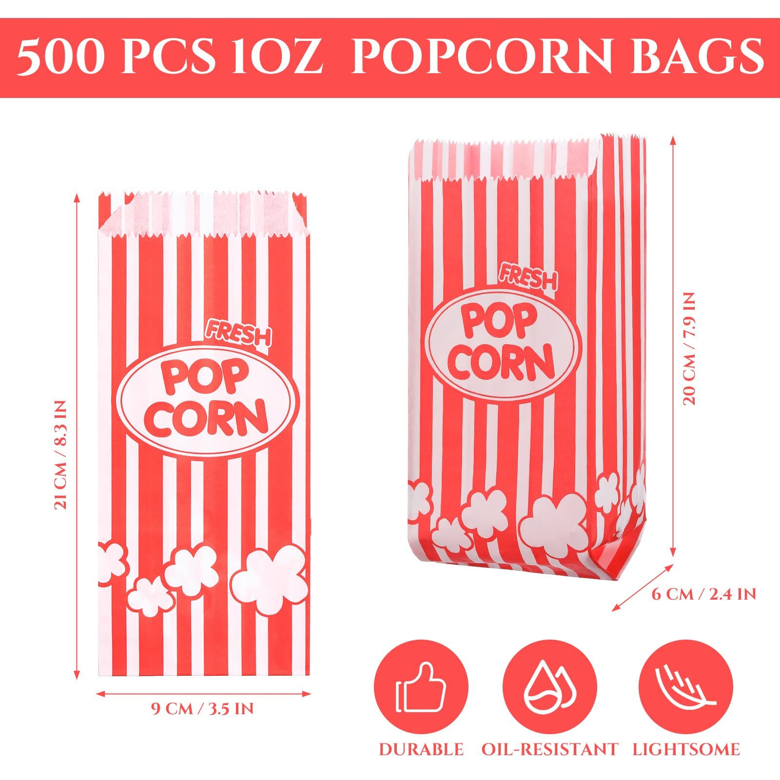 500 Pcs Movie Night Paper Popcorn Bags 1 oz Grease Resistant Popcorn Bags Dis…