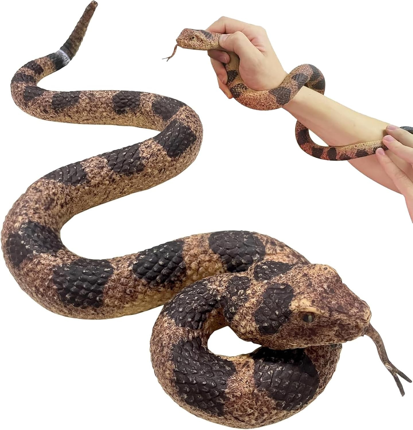 Realistic Fake Snake Toy Soft Rubber Rattlesnake Garden Decor Bird Repellent Pro