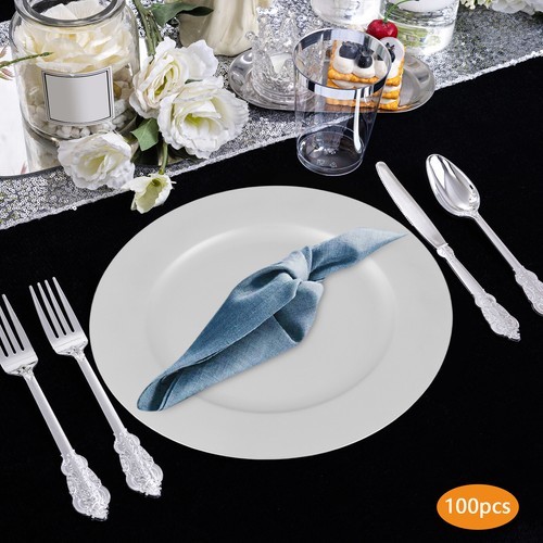 Charger Plates Set, Round Charger Plates, Charger Plate for Wedding Party Silver