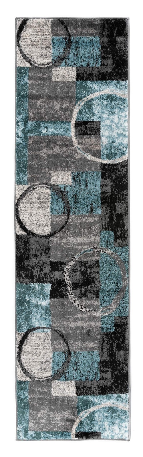 Rugshop Contemporary Abstract Circle Design 2′ x 7’2″ (Rectangular), Grey