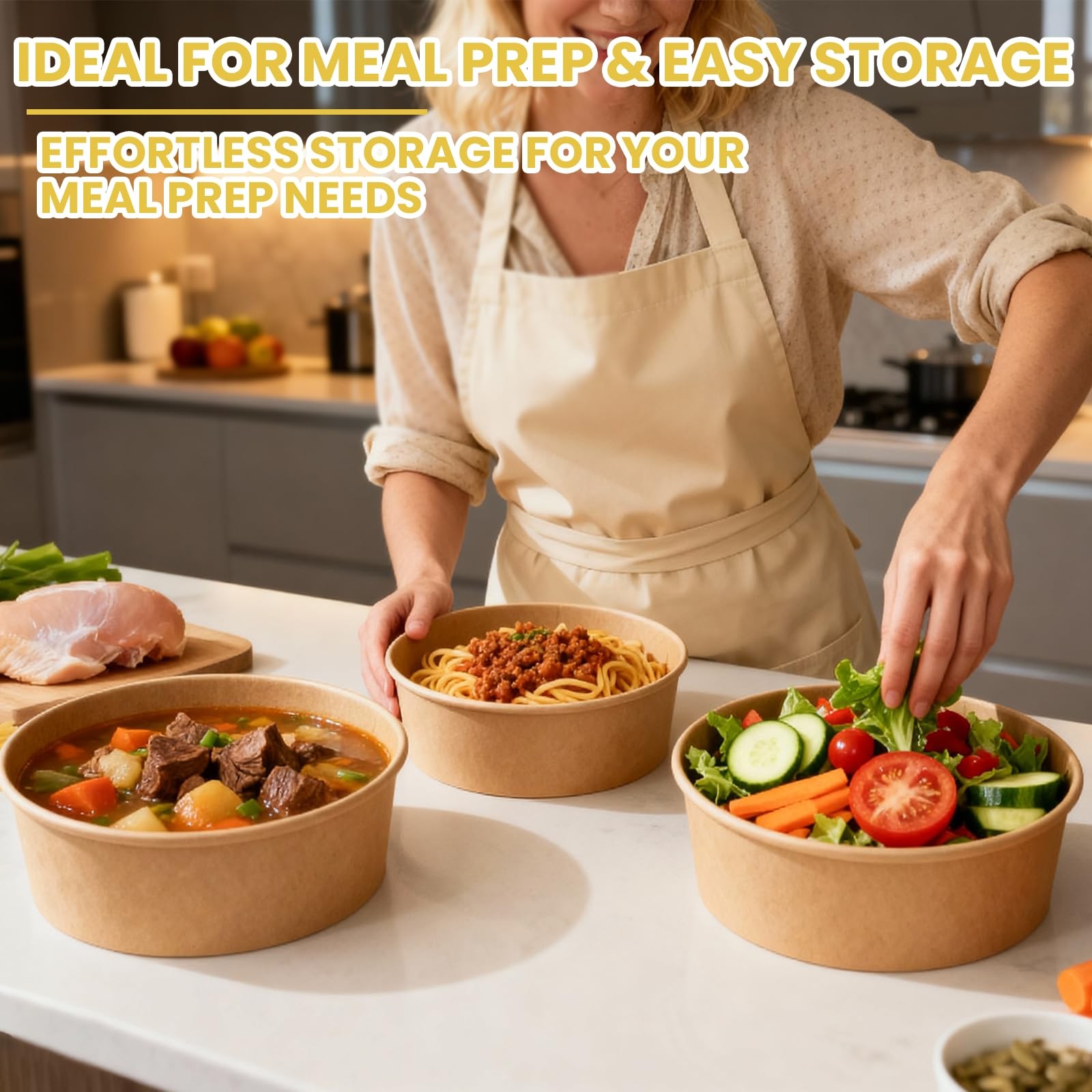 50 Count 34 oz Disposable Meal Prep Containers with Lids, Soup Serving Bowls …