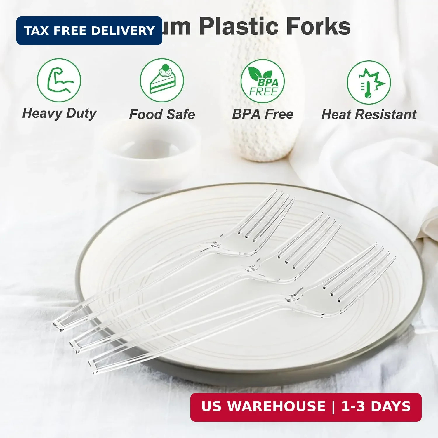 Dealusy 360 Count Extra Heavy Duty Clear Plastic Forks Disposable, BPA-Free, Hea