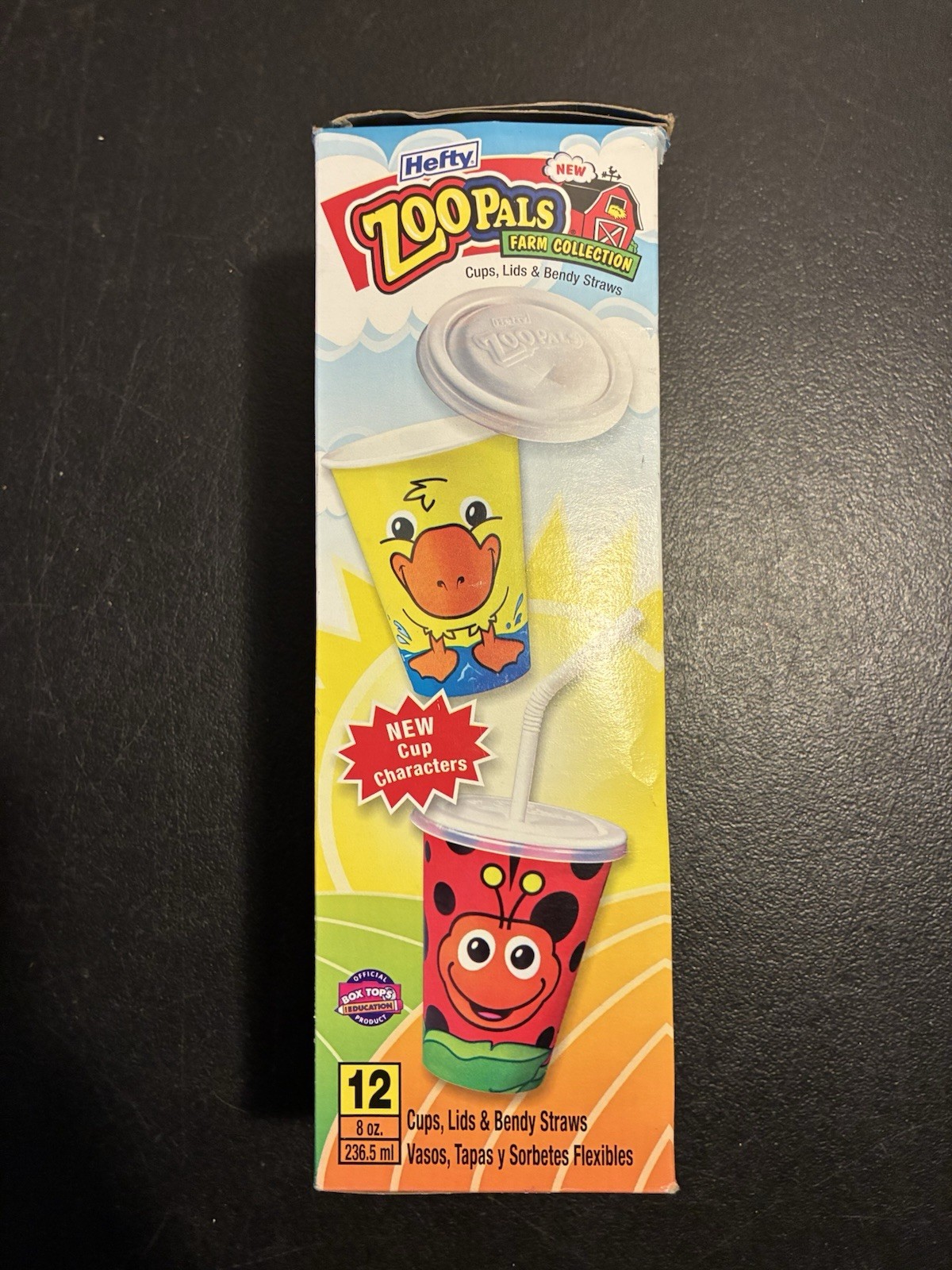 Zoo Pals Farm Collection Cups Lids Bendy Straws Vintage Pig Ladybug Sealed Box