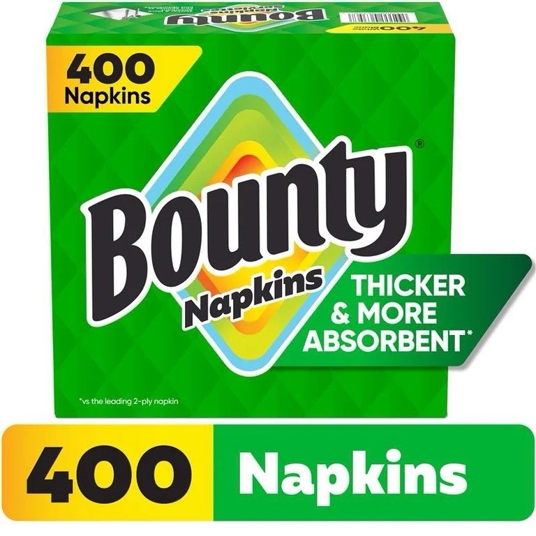 (2 pack) Bounty Everyday Disposable Paper Napkins, White, 400 Count Napkins