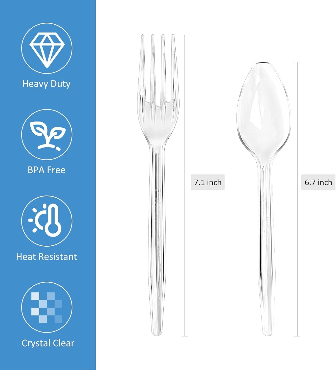 100 Count Heavy Duty Plastic Silverware, 50 Forks & 50 Spoons | Disposable