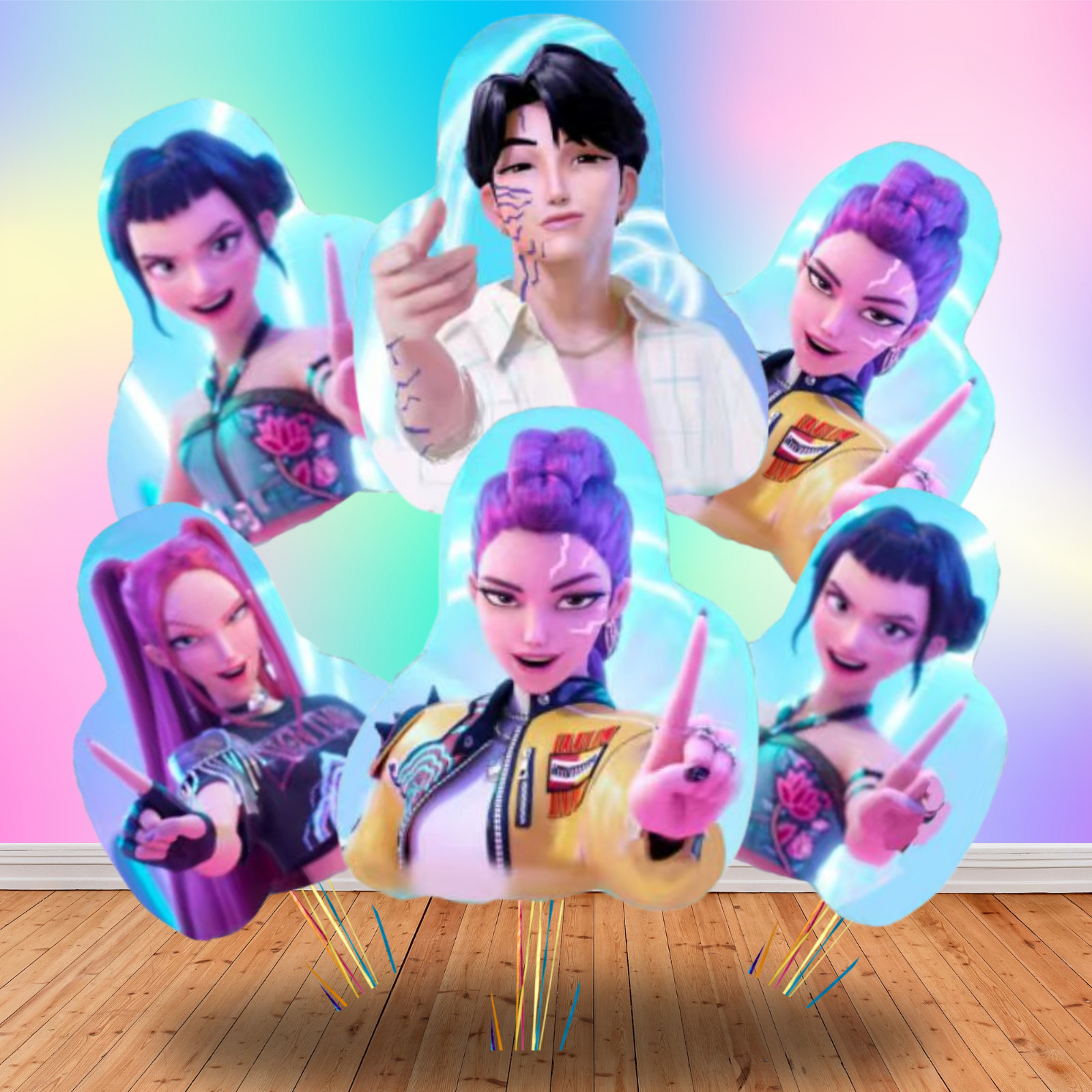 Kpop Gift Box Party Supplies birthday decoration balloon topper demon hunters