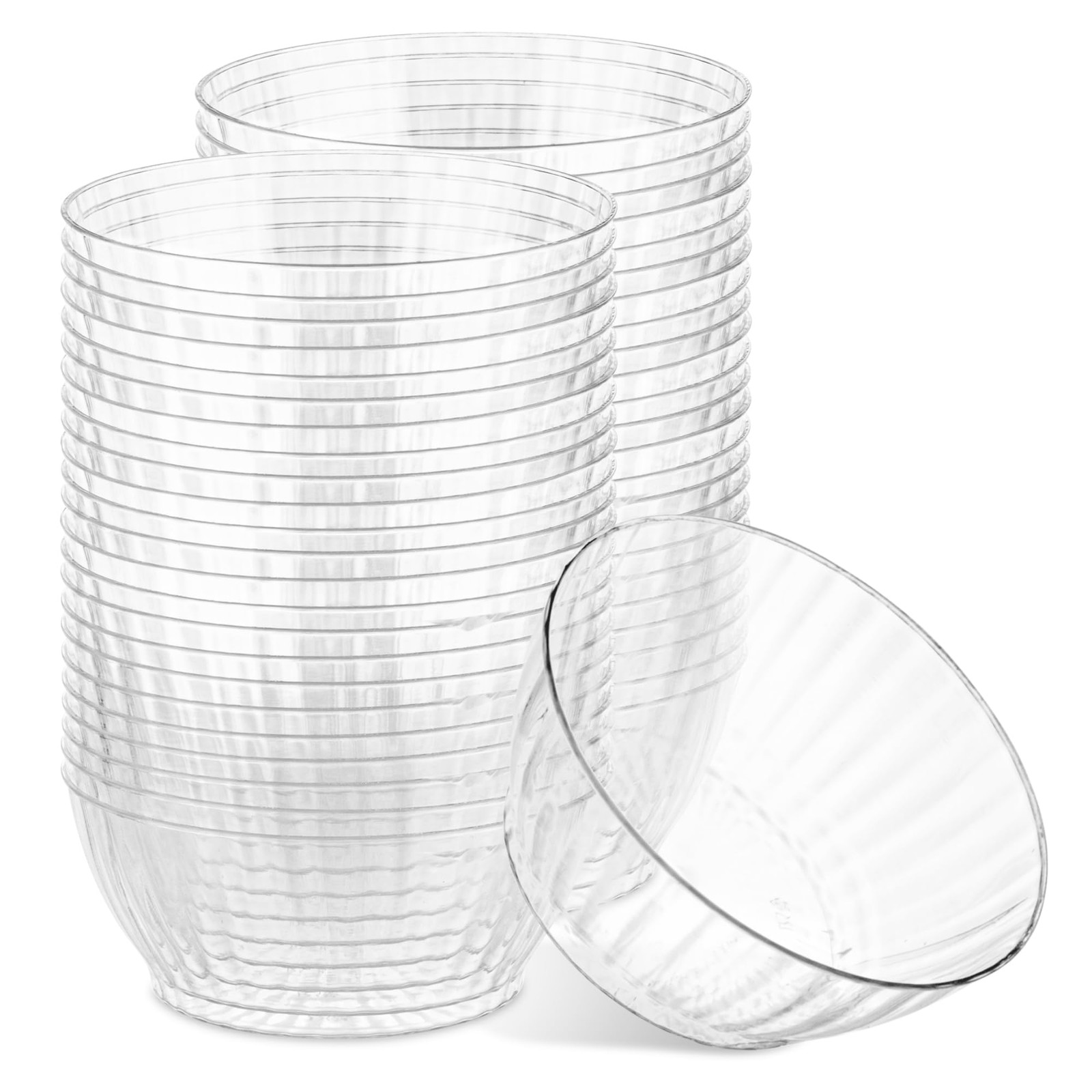 50 Pack Small Plastic Bowls Crystal Like 6 oz Bowls Elegant Clear Plastic Bow…