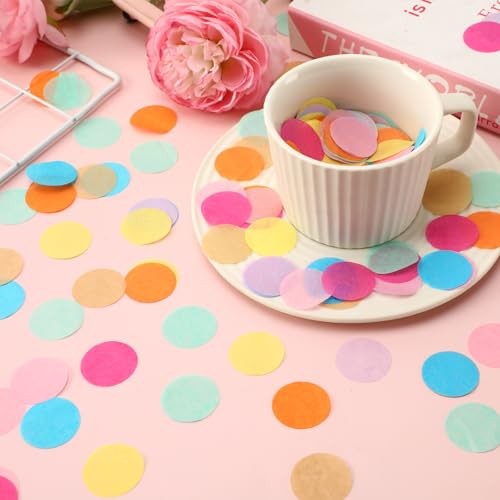 5.4oz Multicolor 1 Inch Round Tissue Paper Confetti, Round Multicolor Round