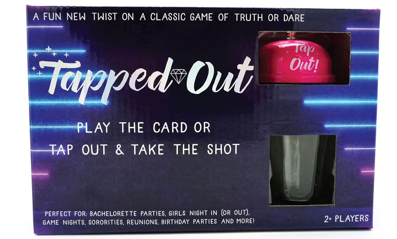 Tapped Out Adult Drinking Party Game for Adults Includes Cards Bell &Shot Glass