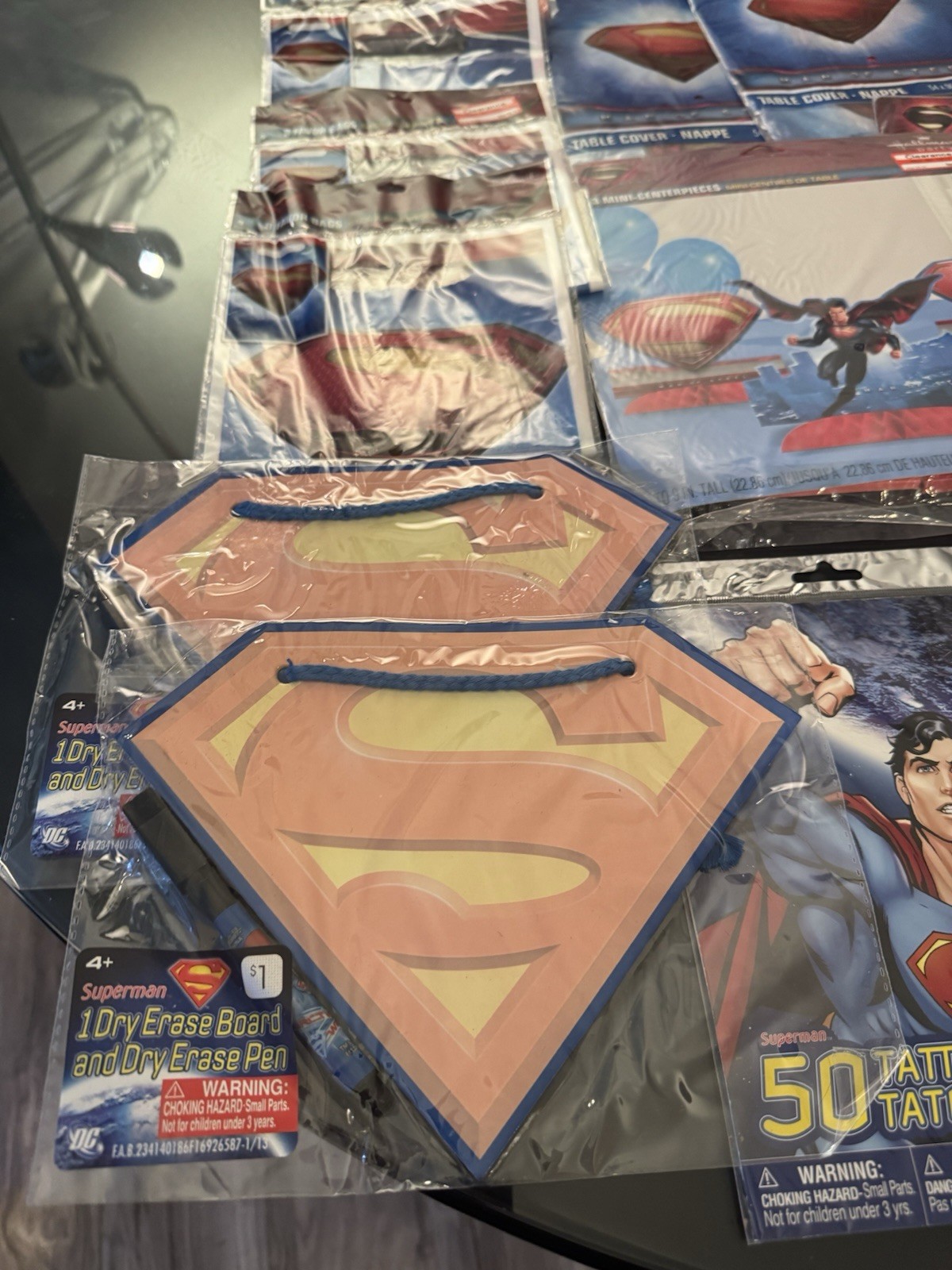 220 Pcs Superman Birthday Party Supplies Decoration Plates Napkins Table Cover