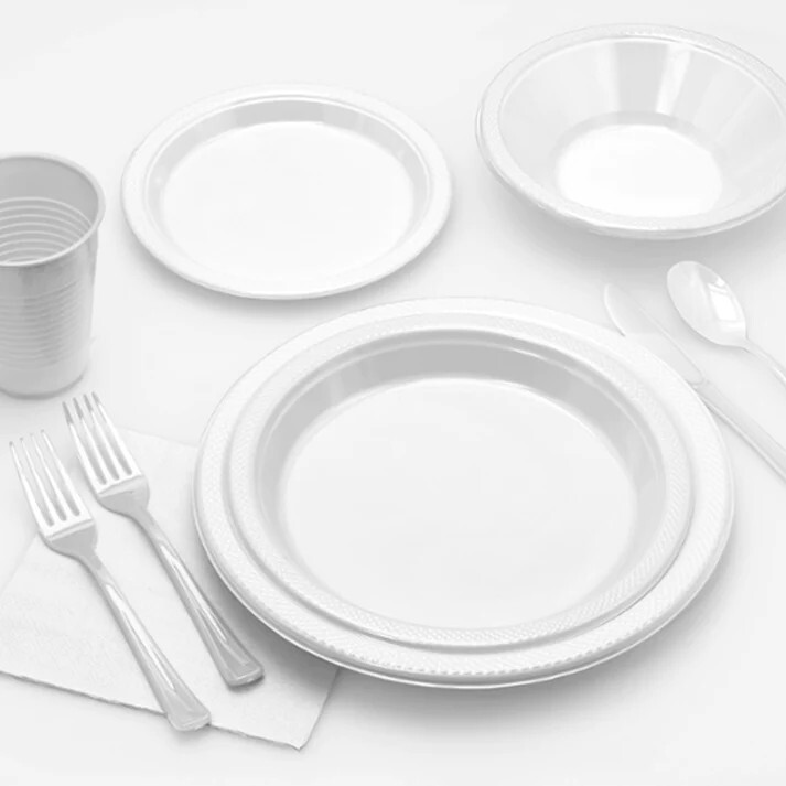400 Packs 10in Disposable BPA Free Plastic Plates Light Weigh White Party Plates