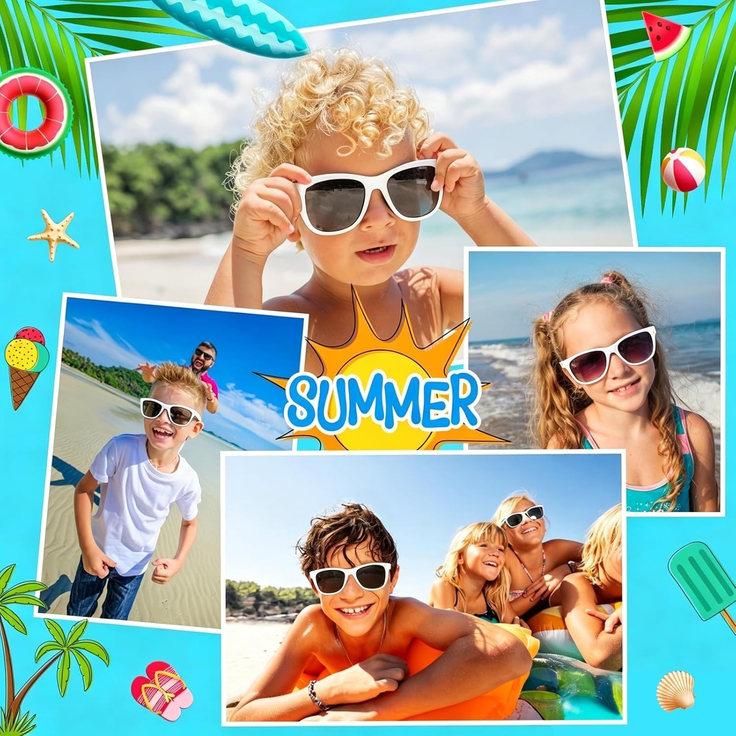 10/20/40 Pack Kids Sunglasses Bulk Retro Party Favors for Wedding Beach Summe…