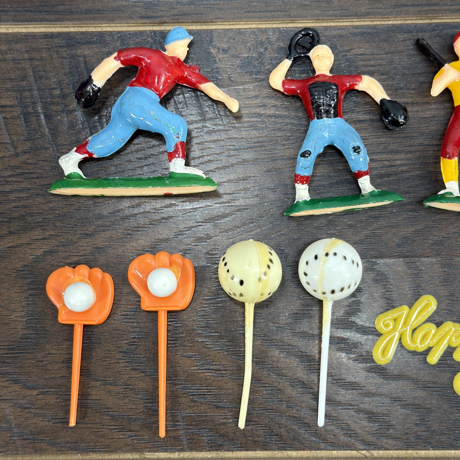 Vintage Lot of 11 Hard Plastic Baseball Cake Toppers Decoration Figures Toy 70’s