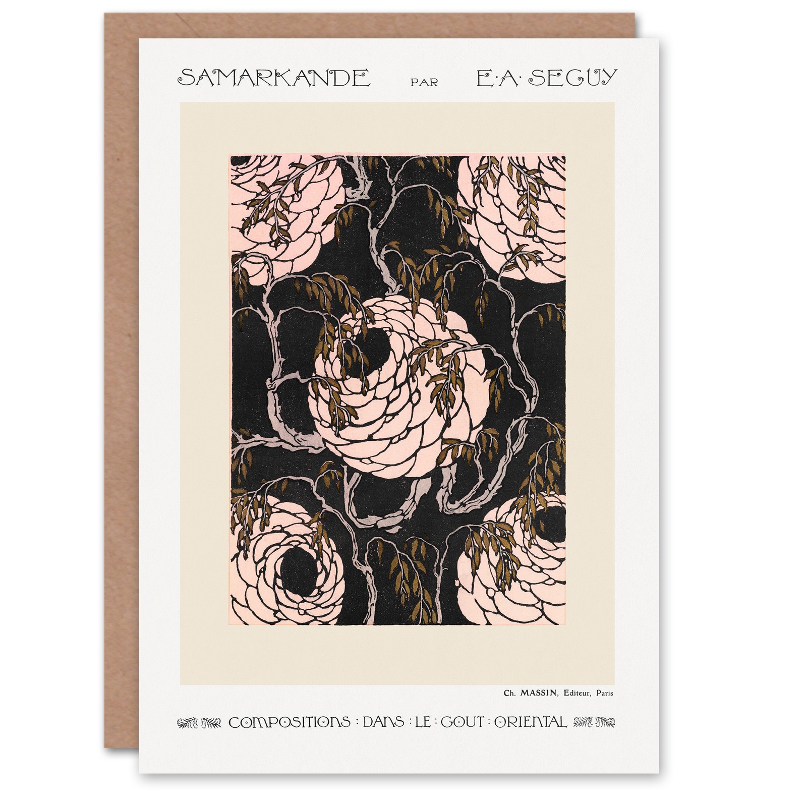 Eugene Seguy Art Card Vintage Art Deco Flower Pattern