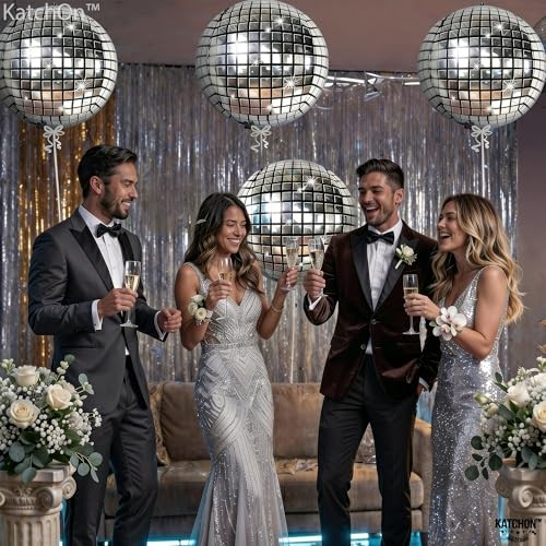 , Big Silver Ball Balloons – 22 Inch, Pack of 6 | Party Decorations, 4D Disco