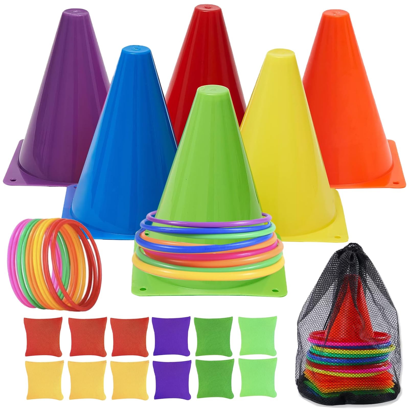 31Pcs 3 in 1 Outdoor Ring Toss Throwing Game | Portable Yard Leisure Game for…