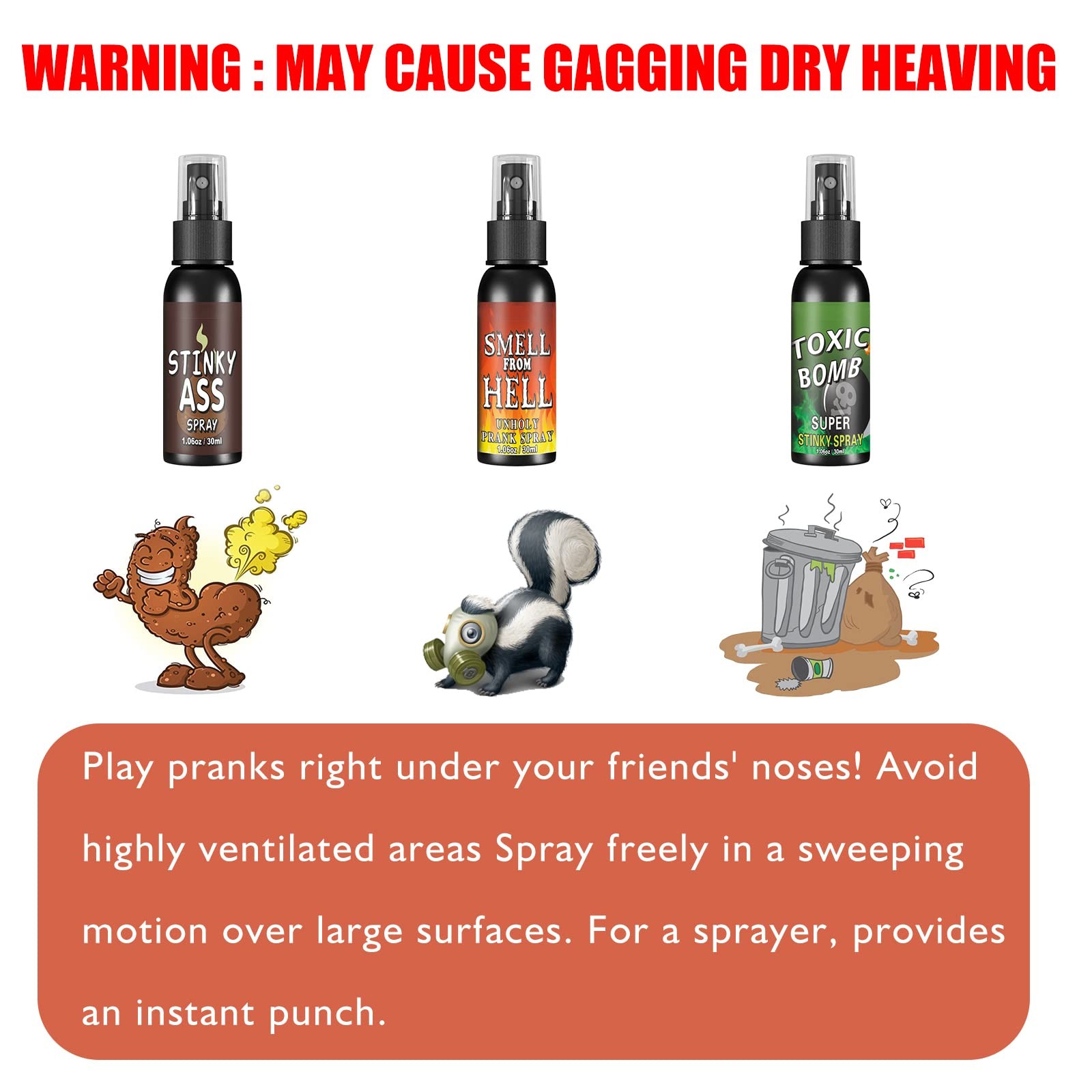 3P Fart Spray Extra Strong 30ml Potent Stink Spray Non Toxic Fart Bomb Prank Stu