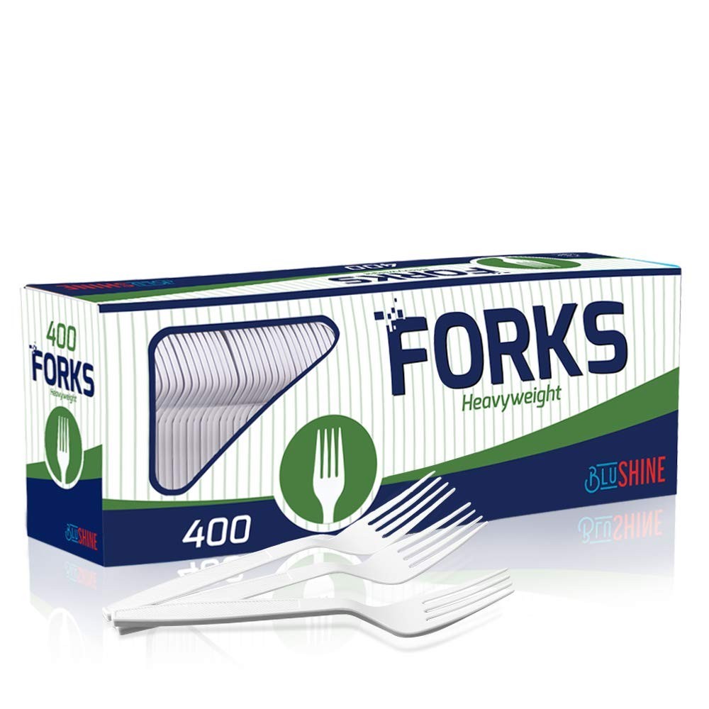 400 Count Heavy Duty Plastic Forks – Disposable Cutlery, BPA Free, Reusable, Par