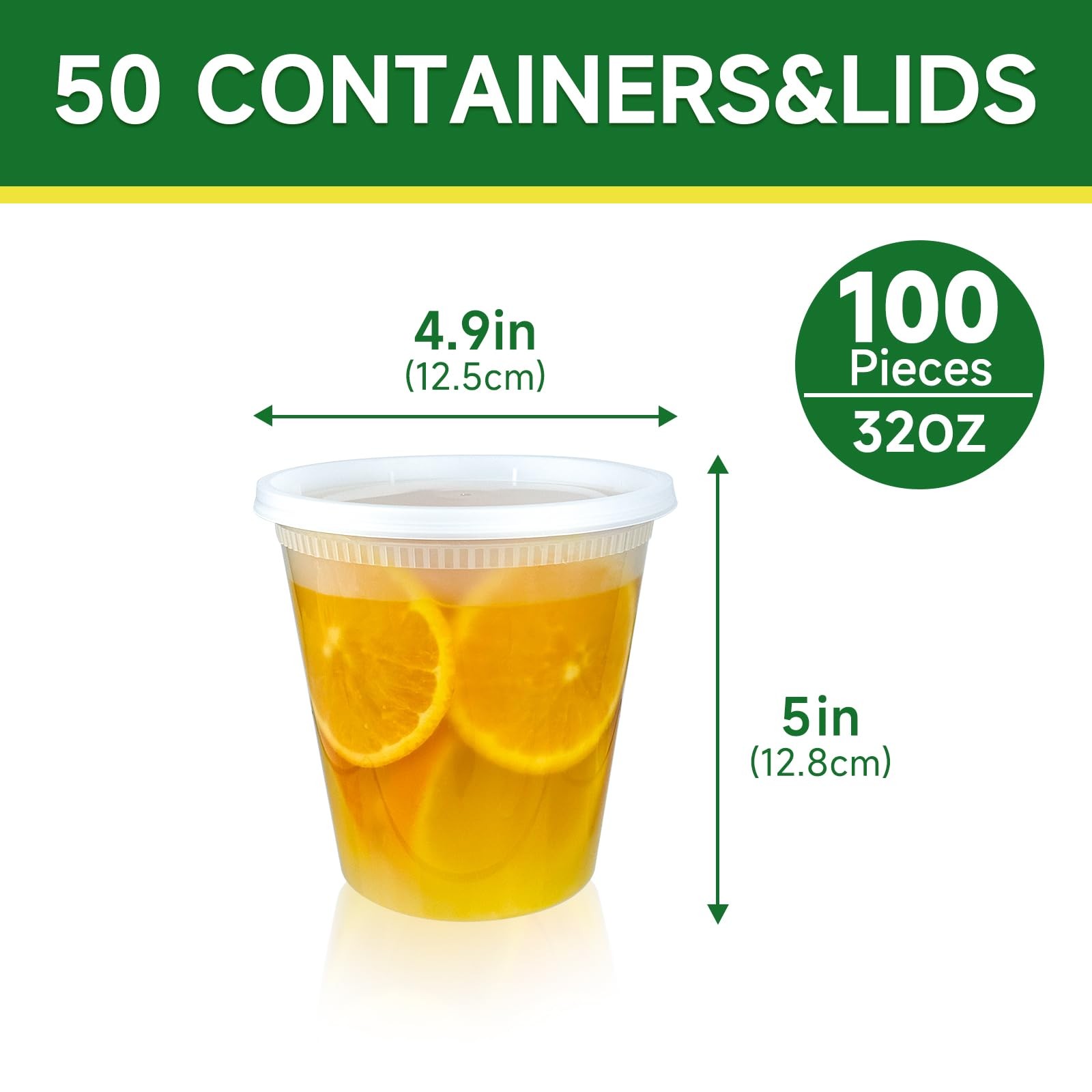 Dealusy 50 Set 32 oz Deli Containers with Lids, Leak-Proof BPA Free Plastic Take
