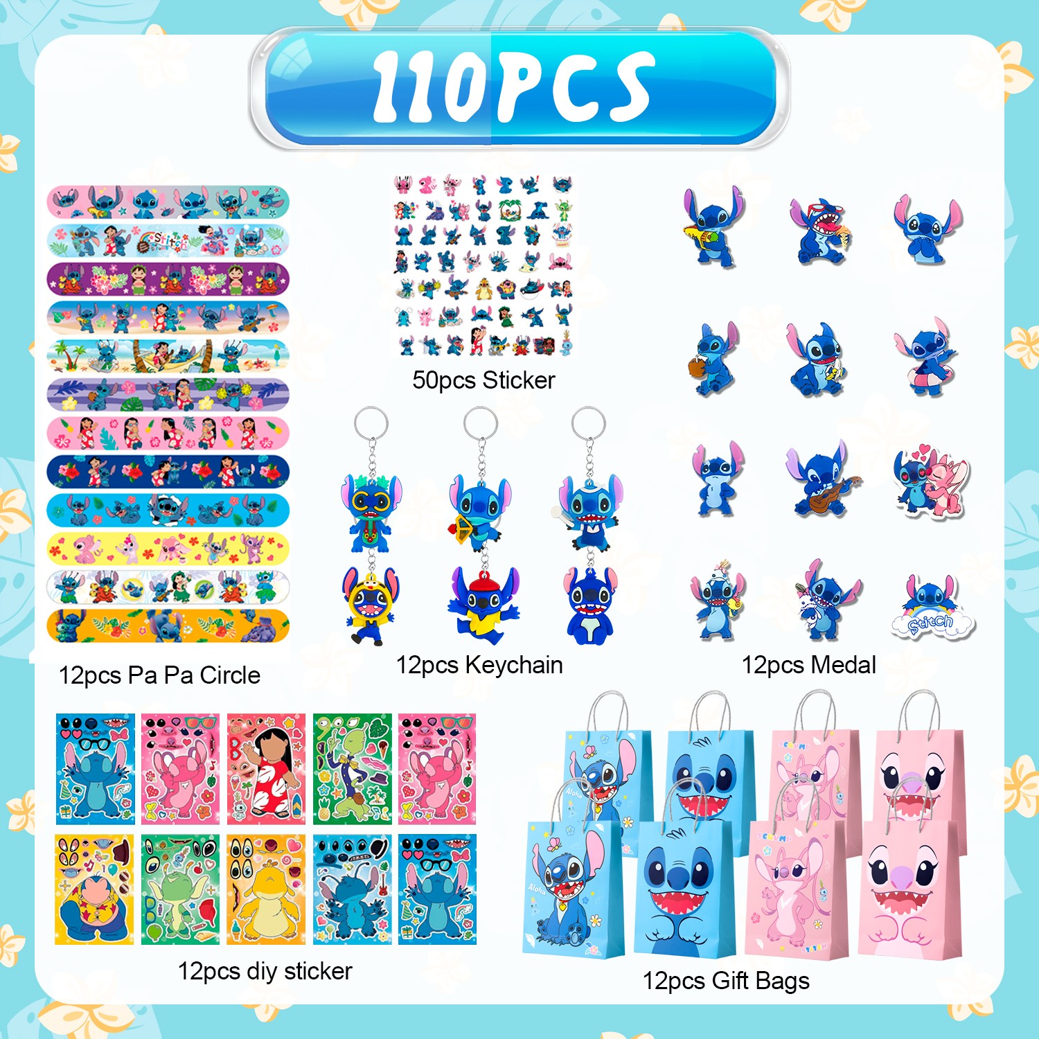 Lilo & Stitch Party Bag Fillers 110 Pcs Stitch Party Favors Gift Bags Supplies