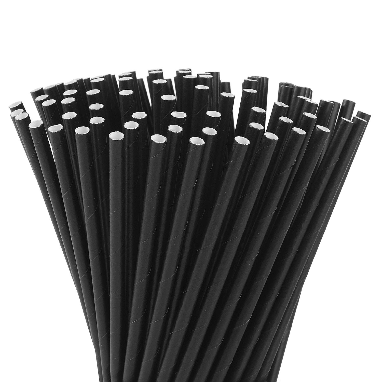 ALINK 100 Black Paper Straws, Biodegradable 100 Count (Pack of 1),